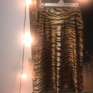 Animal print satin midi skirt